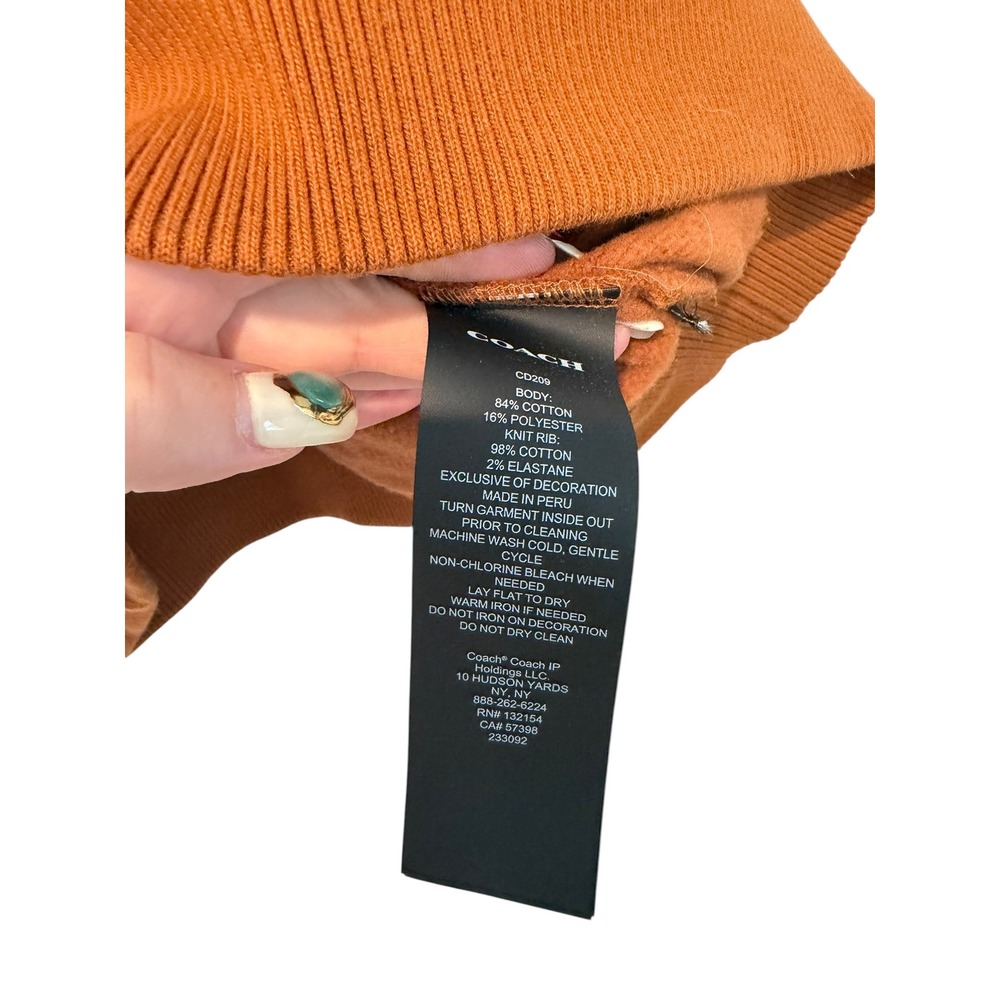 Coach FW22 Forever Caramel Logo Crewneck Sweatshirt Mens XS Brown CD209 - Picture 7 of 9